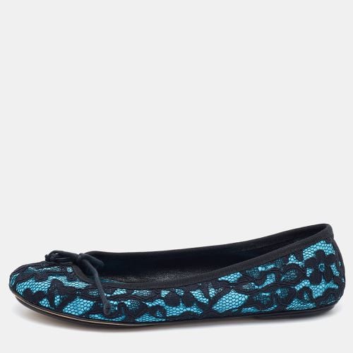 Blue Lace and Satin Bow Ballet Flats Size 39 - D&G - Modalova