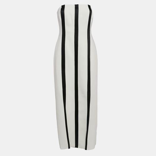 Black Stripe Stretch Cotton Strapless Structured Midi Dress M - Diane Von Furstenberg - Modalova