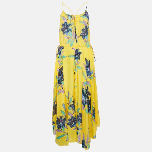 Floral Print Cotton Blend Tie-Up Detail Maxi Dress S - Diane Von Furstenberg - Modalova