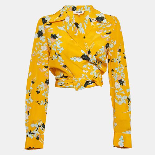 Floral Print Silk Crop Wrap Shirt L - Diane Von Furstenberg - Modalova