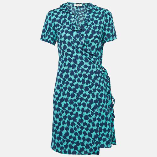 Teal Leopard Print Crepe Wrap Dress S - Diane Von Furstenberg - Modalova