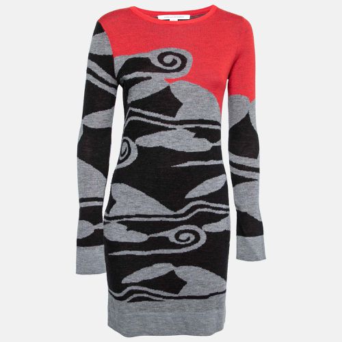 Intarsia Cloud Patterned Wool Sweater Dress S - Diane Von Furstenberg - Modalova