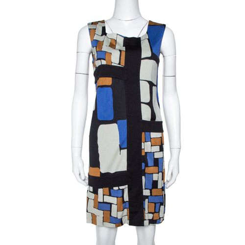 Color Block Print Silk Mondrian Shift Dress S - Diane Von Furstenberg - Modalova