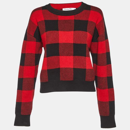 Black Checked Cashmere Crew Neck Sweater S - Dior - Modalova