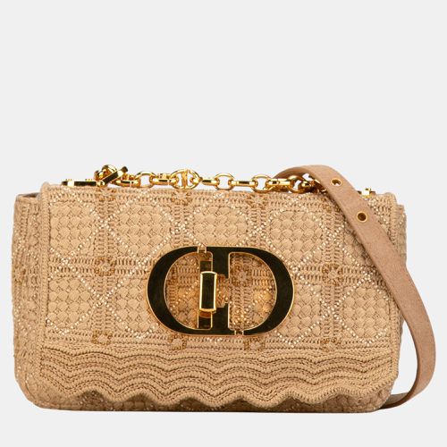 Small Embroidered Raffia Cannage Caro Bag - Dior - Modalova