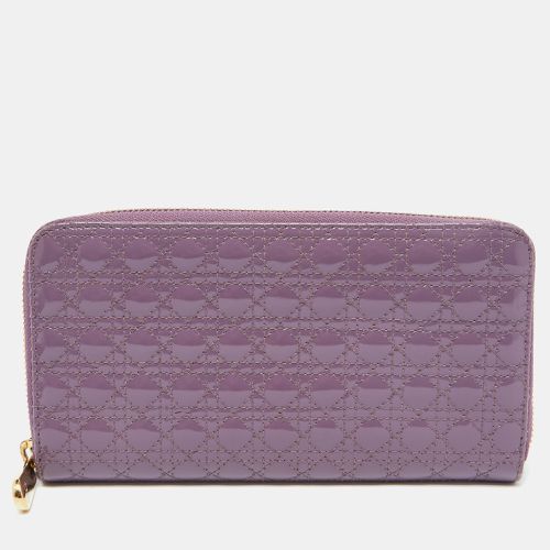 Cannage Patent Leather Lady Zip Around Wallet - Dior - Modalova