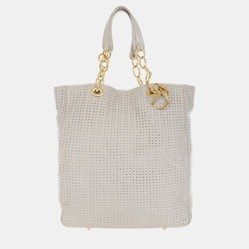 White Woven Leather Soft Lady Shopping Tote Bag - Dior - Modalova