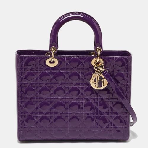 Cannage Quilted Patent Leather Large Lady Tote - Dior - Modalova