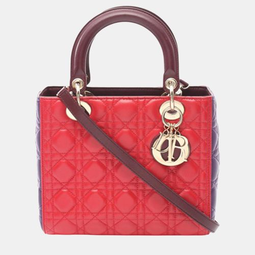 Medium Tricolor Lambskin Cannage Lady - Dior - Modalova