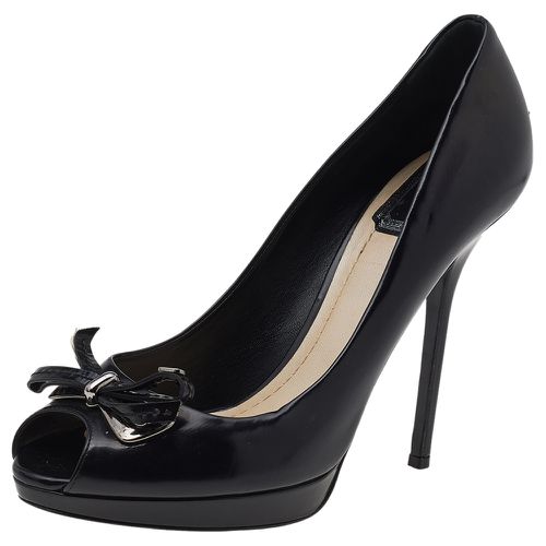 Leather Bow Peep Toe Pumps Size 39.5 - Dior - Modalova