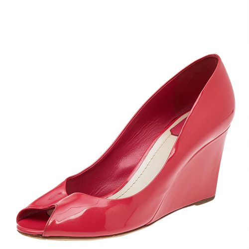 Patent Leather Wedge Peep Toe Pumps Size 40.5 - Dior - Modalova