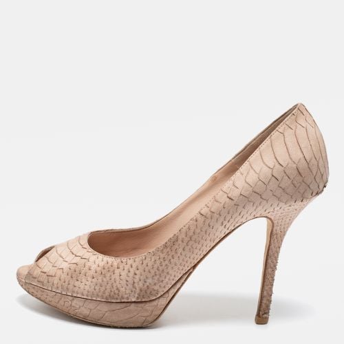 Python Embossed Leather Miss Peep Toe Pumps Size 38.5 - Dior - Modalova