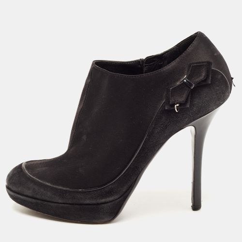 Suede and Satin Bow Ankle Booties Size 38.5 - Dior - Modalova