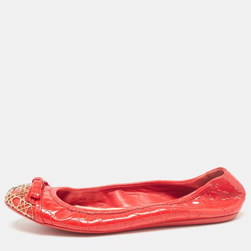 Cannage Patent Leather Bow Ballet Flats Size 38.5 - Dior - Modalova