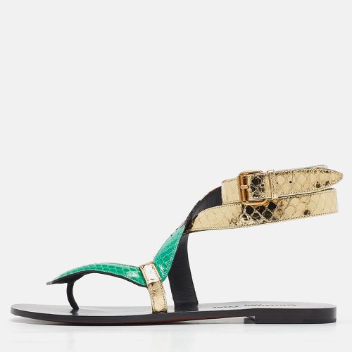 Snakeskin Ankle Wrap Flat Sandals Size 37 - Dior - Modalova