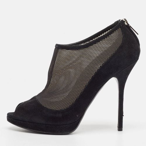 Mesh and Suede Peep Toe Booties Size 39.5 - Dior - Modalova