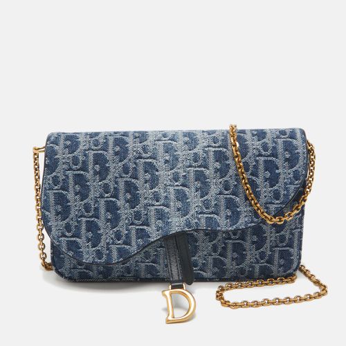 Oblique Denim Medium Chain Saddle Pouch - Dior - Modalova