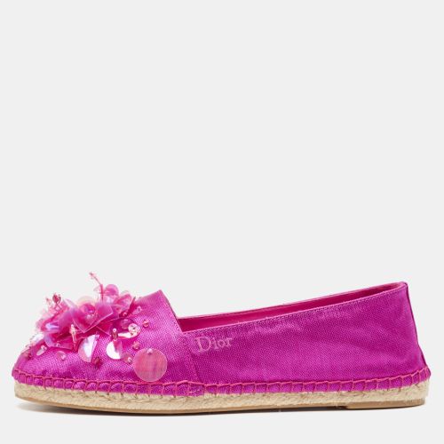 Canvas Embellished Espadrille Flats Size 36 - Dior - Modalova