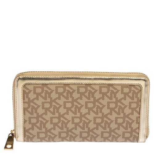 Signature Coated Canvas and Leather Zip Around Wallet - Dkny - Modalova