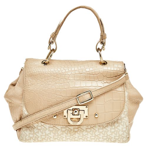 White Signature Coated Canvas And Leather Satchel - Dkny - Modalova