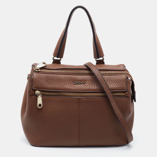 DKNY Brown Leather Top Zip Satchel - Dkny - Modalova