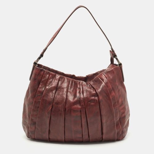 Dkny Burgundy Pleated Leather Hobo - Dkny - Modalova