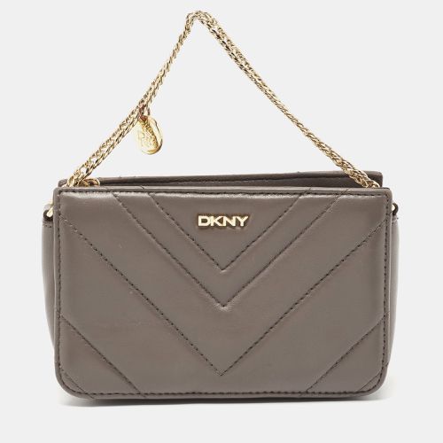 Leather Chevron Chain Clutch - Dkny - Modalova