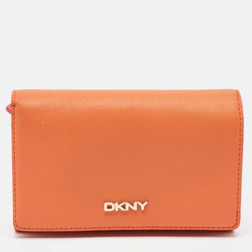 Orang/Pink Leather French Flap Wallet - Dkny - Modalova