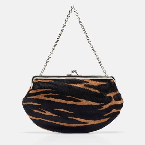 Brown Zebra Print Calf Hair Chain Multi Pouch - Dkny - Modalova