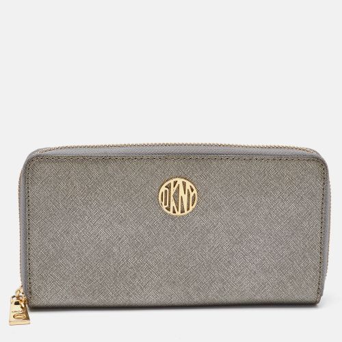 Metallic Saffiano Leather Logo Zip Around Wallet - Dkny - Modalova