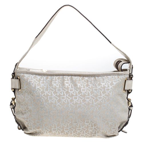 Ivory Signature Fabric and Leather Shoulder Bag - Dkny - Modalova