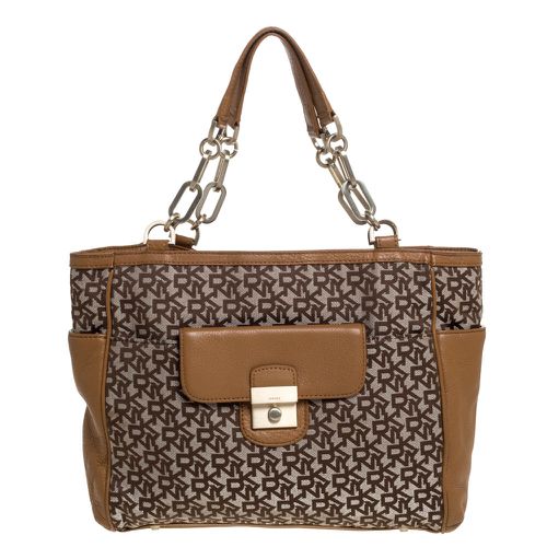 Tan Signature Canvas and Leather Tote - Dkny - Modalova