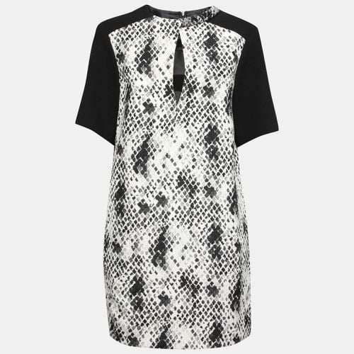 Textured Python Print Embellished Neck Detail Draped Shift Dress S - Emanuel Ungaro - Modalova