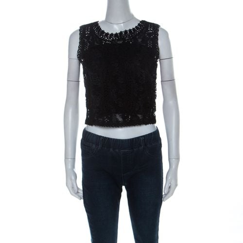 Ombre De La Nuit Vintage Lace Sleeveless Cropped Blouse M - Emanuel Ungaro - Modalova