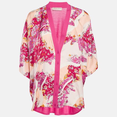 Printed Silk Wool Short Sleeve Cardigan L - Emilio Pucci - Modalova