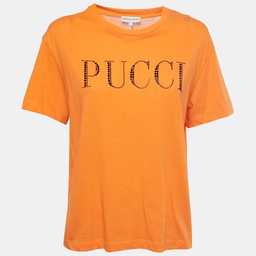 Cotton Crystal Embellished Logo T-Shirt S - Emilio Pucci - Modalova