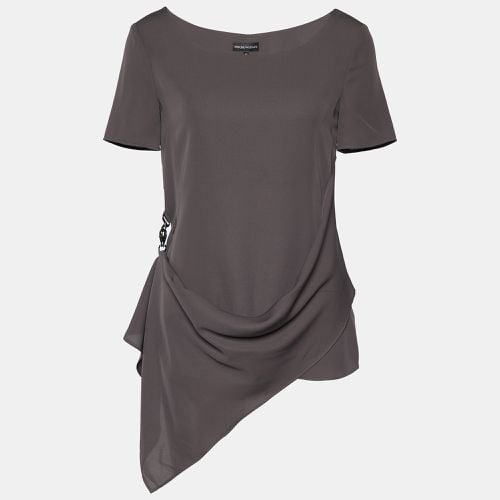 Dark Crepe Draped Detail Blouse S - Emporio Armani - Modalova