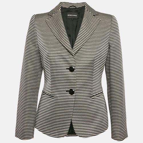 White Textured Stripe Lurex Blazer L - Emporio Armani - Modalova