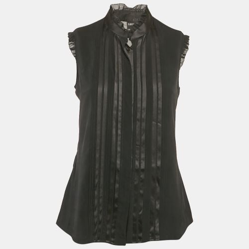 Silk Pleat Detail Ruffled Sleeveless Blouse M - Emporio Armani - Modalova