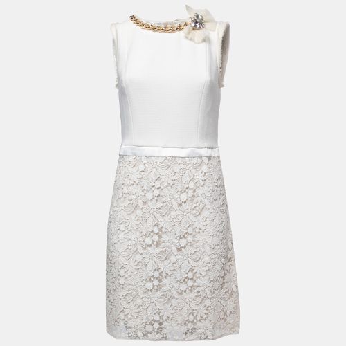 Floral Lace Chain Detail Mini Dress XL - Elisabetta Franchi - Modalova