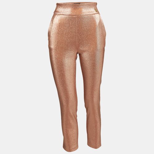 Rose Gold Lurex High Rise Cropped Trousers S - Elisabetta Franchi - Modalova