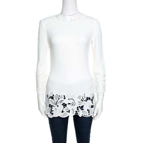 Off Floral Lace Trim Detail Long Sleeve Top S - Ermanno Scervino - Modalova