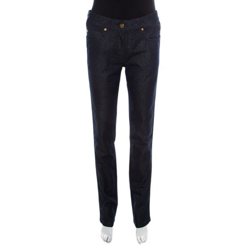 Glitter Denim Metallic Piping Detail Straight Leg Jeans S - Escada - Modalova