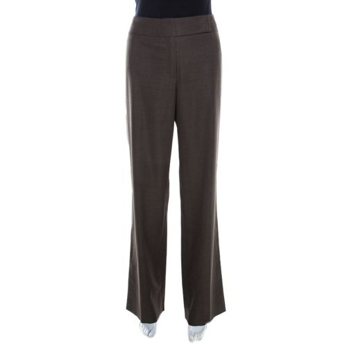 Wool and Silk Jacquard High Waist Wide Leg Trousers M - Escada - Modalova