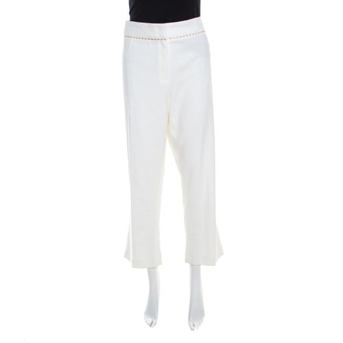 Stretch Cotton Embellished Waist Detail Cropped Tonikka Pants XL - Escada - Modalova