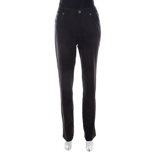 Charcoal Wool High Rise Straight Leg Tessa Trousers M - Escada - Modalova