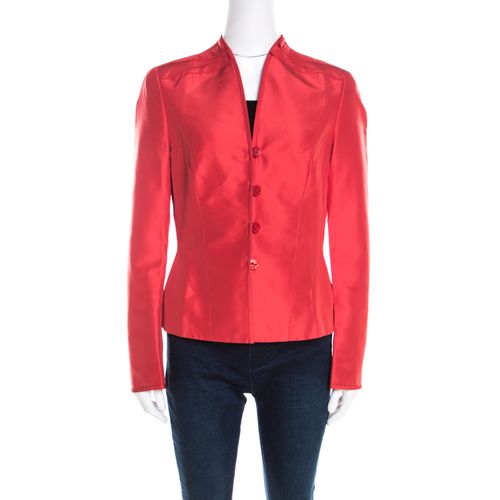 Silk Pleat Detail Tailored Button Front Blazer M - Escada - Modalova