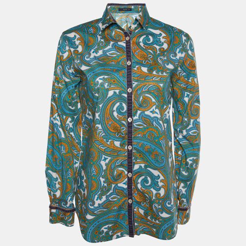 Paisley Printed Cotton & Velvet Trim Shirt M - Etro - Modalova