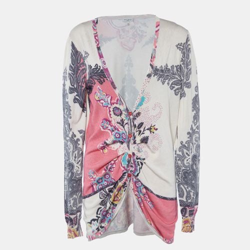 Multicolor Printed Silk Knit Button Front Cardigan M - Etro - Modalova