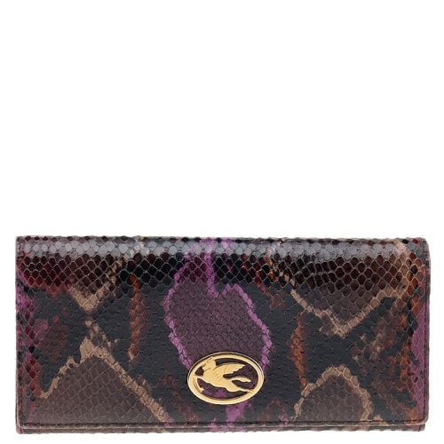 Python Effect Leather Flap Continental Wallet - Etro - Modalova